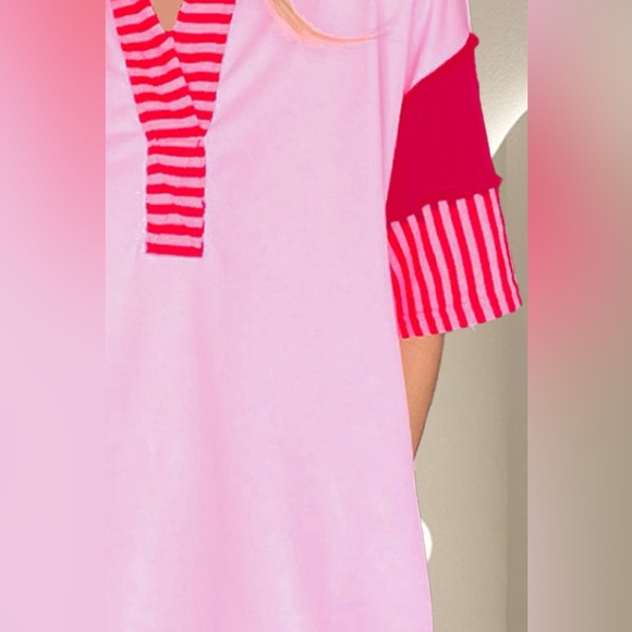 Color Block Johnny Collar Half Sleeve Dress - Picture 2 of 4
